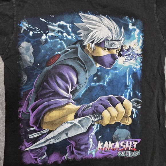 Kakashi Gaiden Shirt Medium Black Anime Naruto Graphic Double Sided Tee - Picture 2 of 8